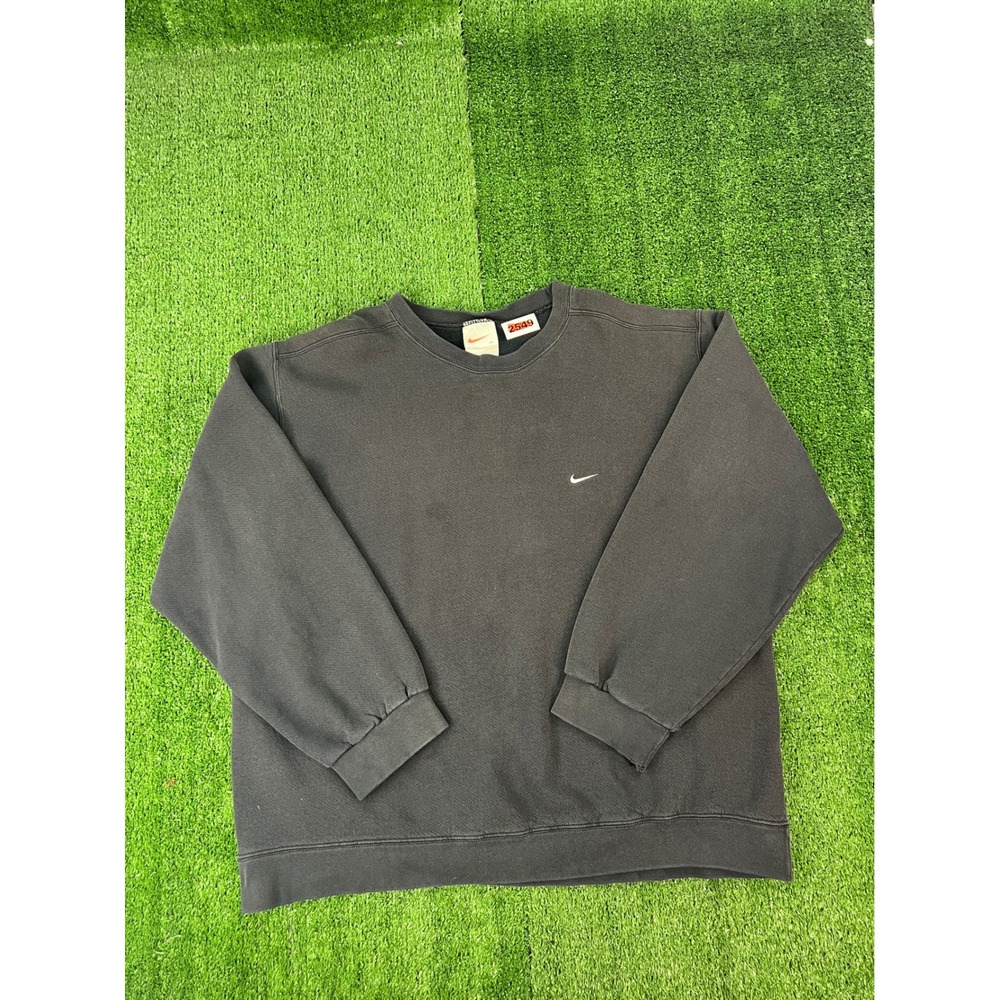 Vintage Nike Swoosh Logo Crewneck Sweatshirt XL Faded Black Pullover Mens